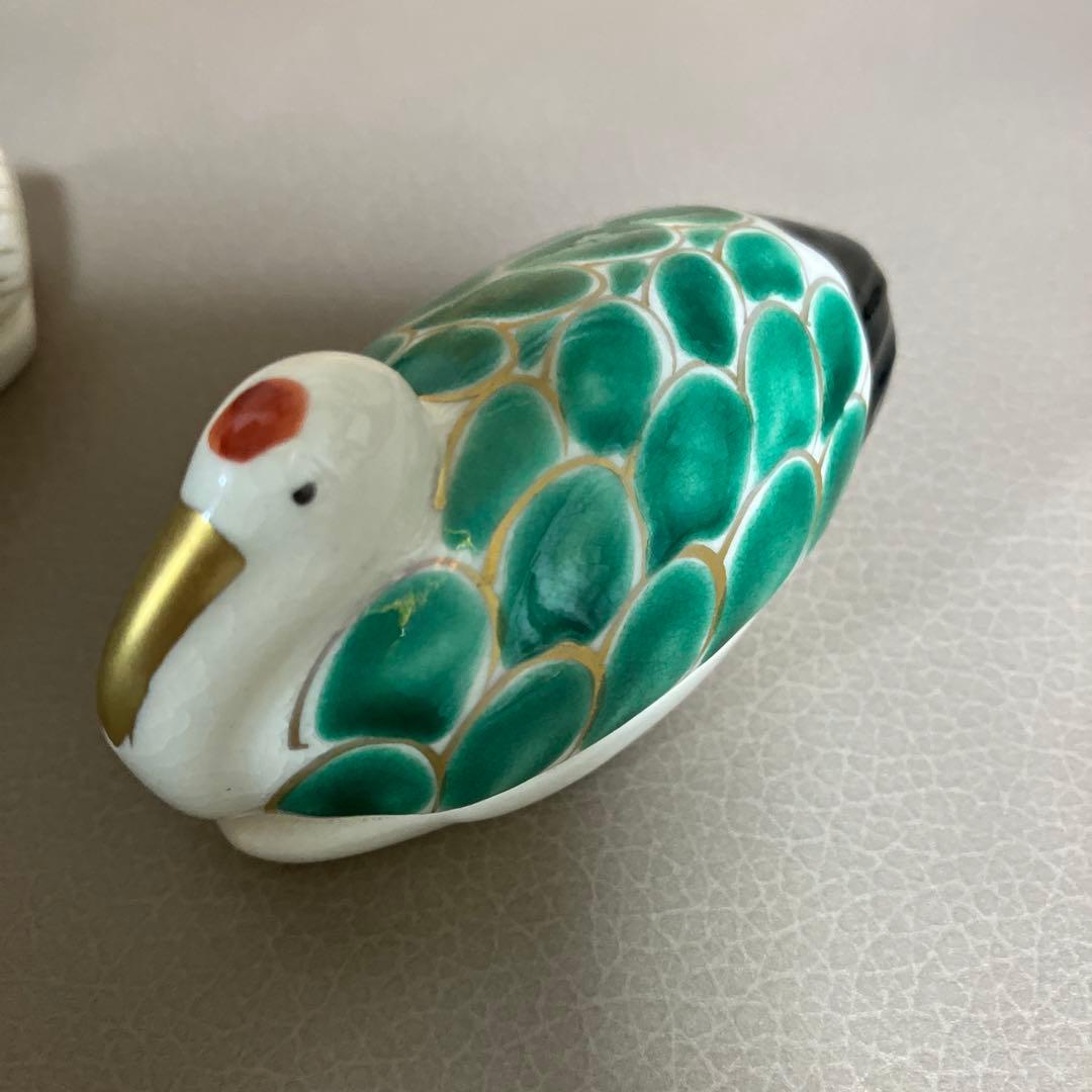 平安 春景　香合　色絵　鶴亀　京焼 清水焼 茶道具　縁起物