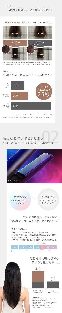 INGRACE Velena モバイルヘアアイロン ブラック