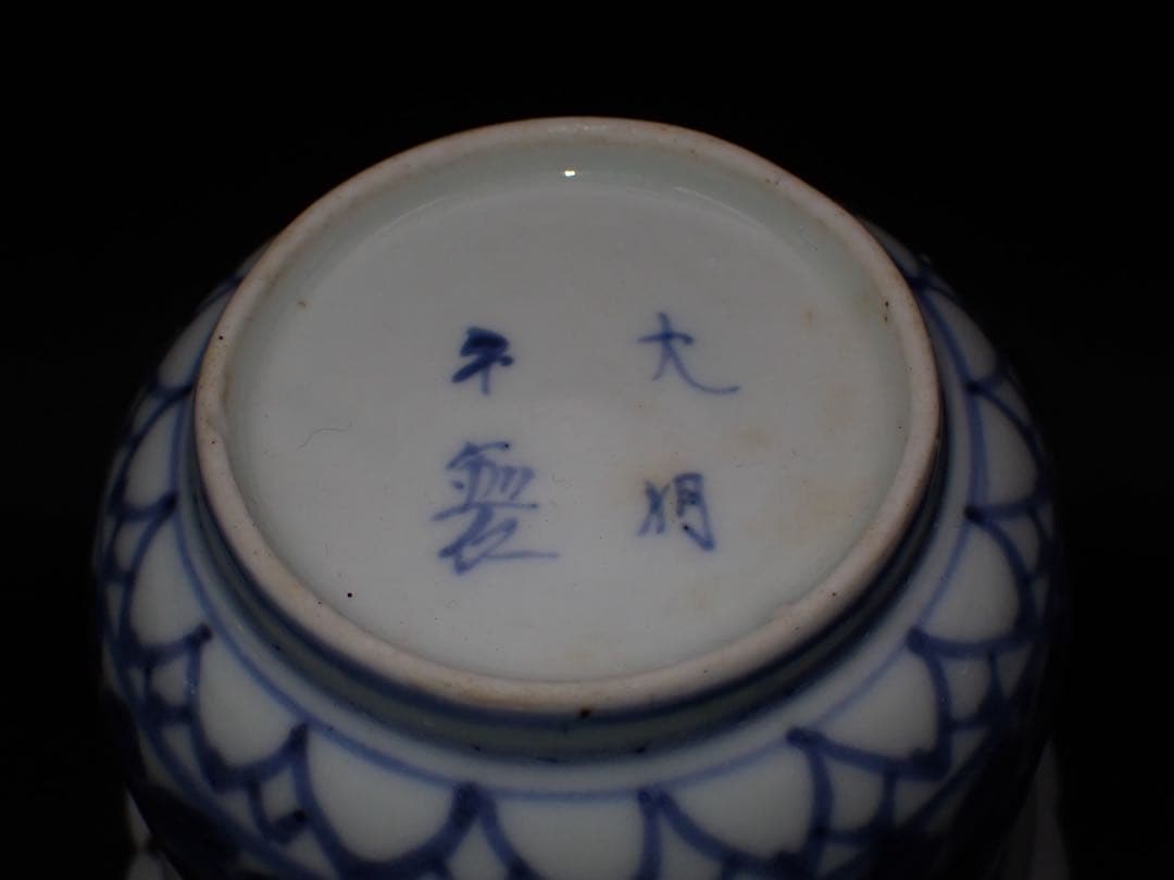 【完品】古伊万里 あやめにトンボの図 そば猪口 江戸後期 （青24）