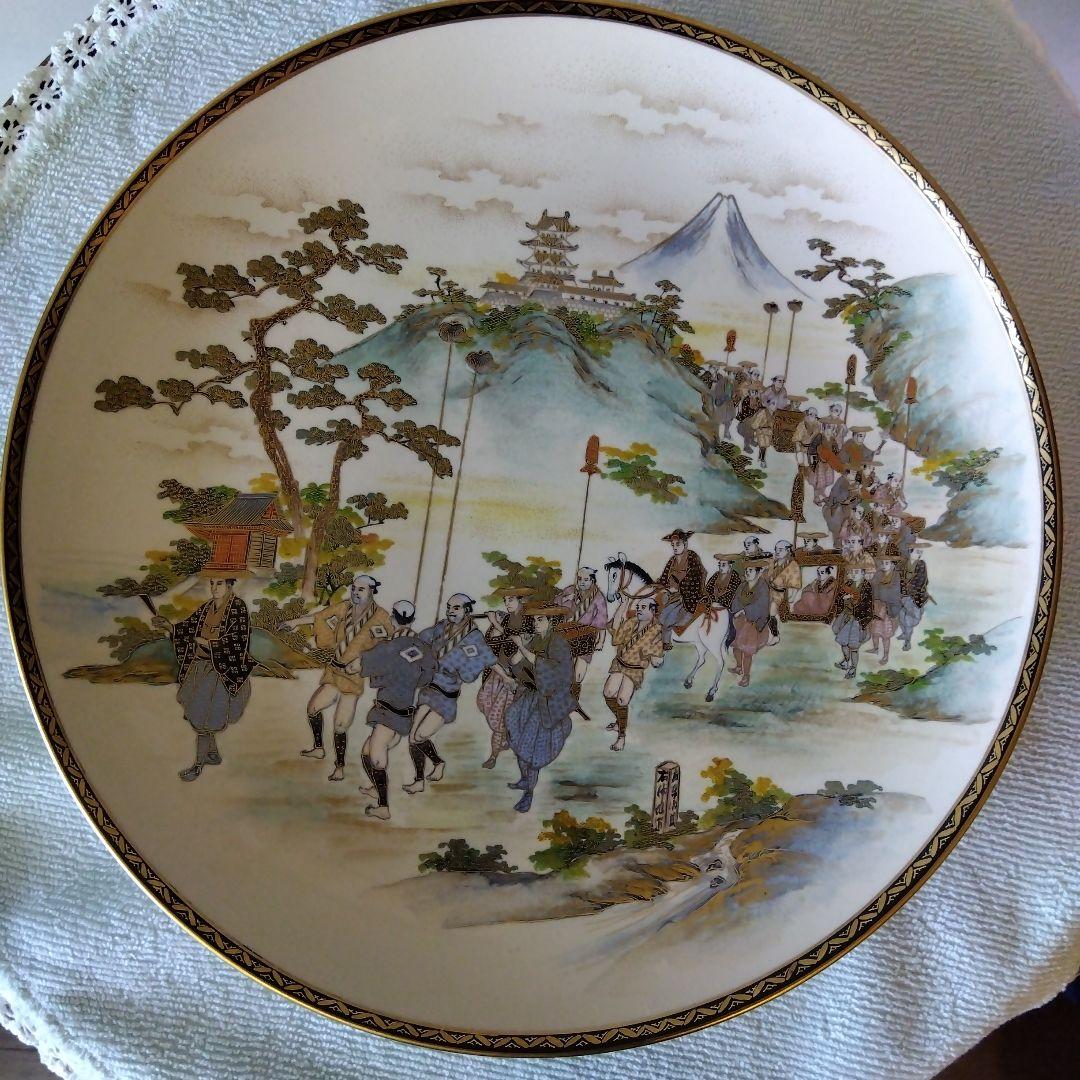 骨董　【神戸薩摩】　大名行列図　大皿