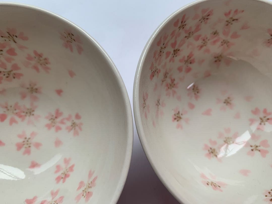 麻の葉.桜の小さなお茶碗セット（赤青）