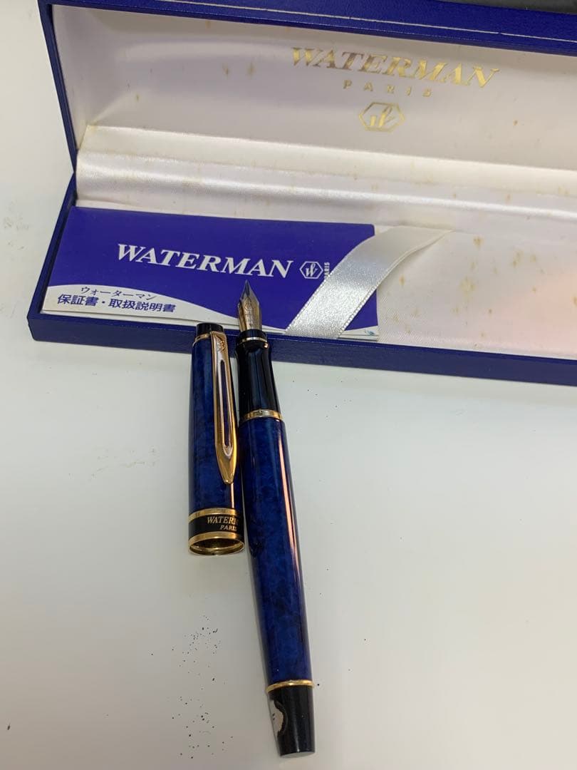 WATERMAN FRANCE 万年筆 青・黒