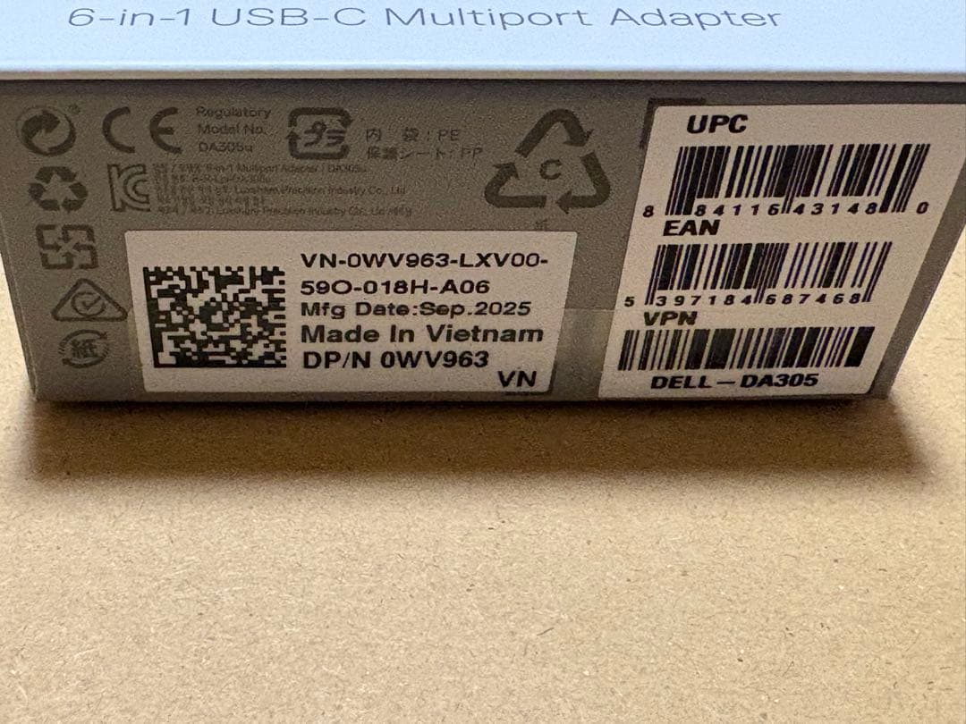 PCケーブル・コネクタ DA305 DELL 6-in-1 USB-C MultiportAdapter
