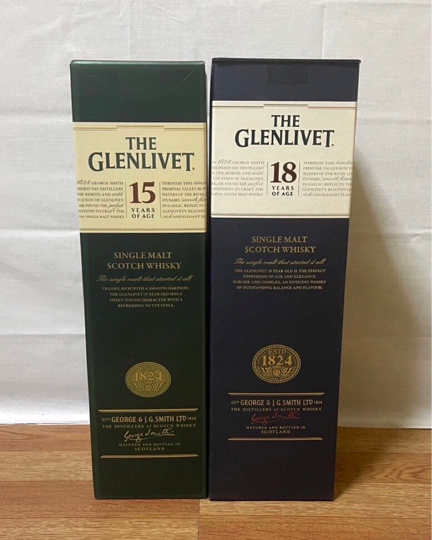 旧ボトル グレンリベット15年&グレンリベット18年 1L 箱付き 2本