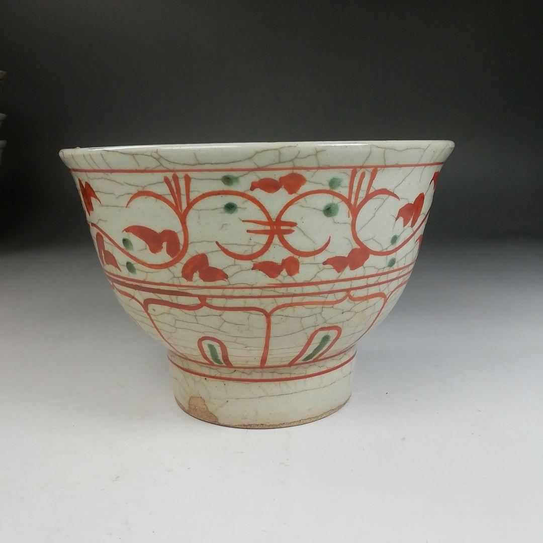 Ｗ２１２　数茶碗　十客『紅安南』『黒石窯　榊原勇一 作』　共箱　茶道具