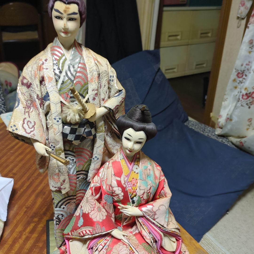 日本人形 男女セット 伝統的和服．琉球人形