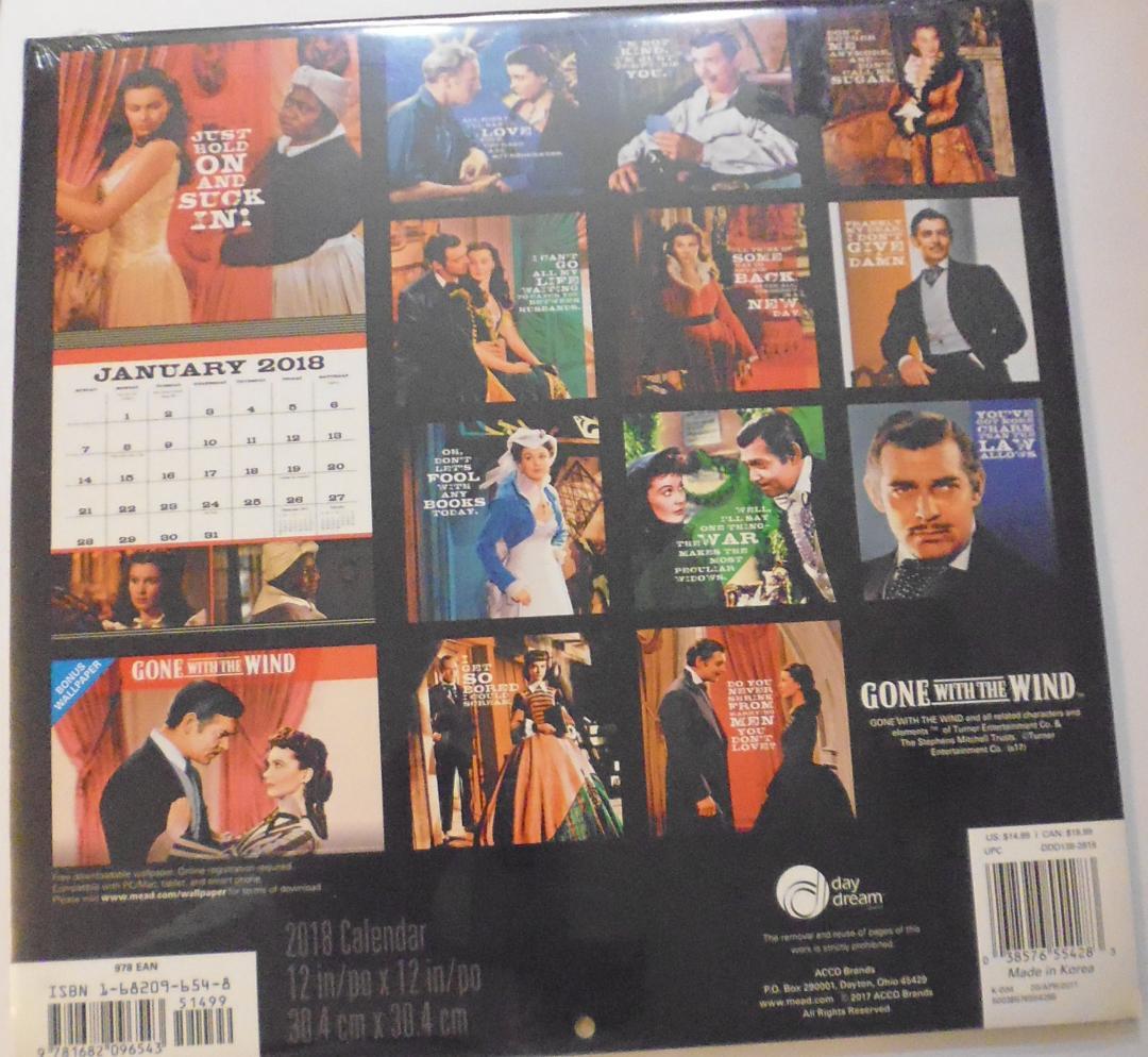 コレクション 2018 Gone With the Wind Wall Calendar