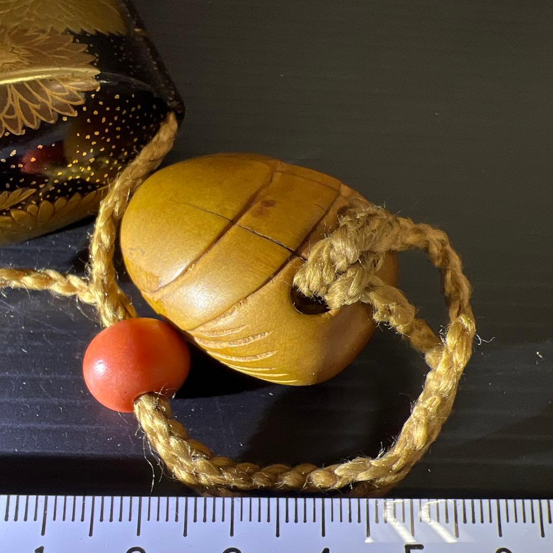 江戸時代　山田常嘉斉　極上蒔絵印籠　木箱付　76g 東Y7-1016☆2F