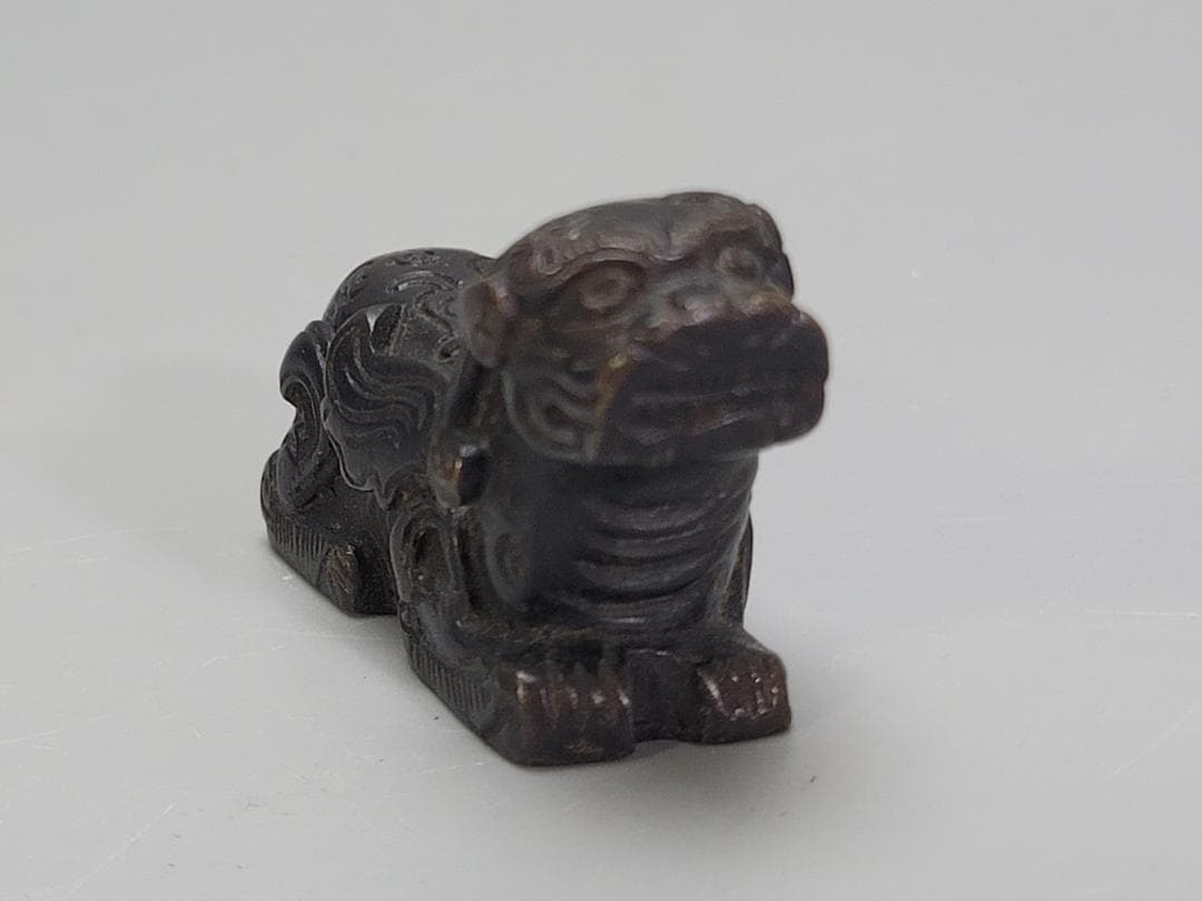 中国 古い 銅羽獅子 神獣