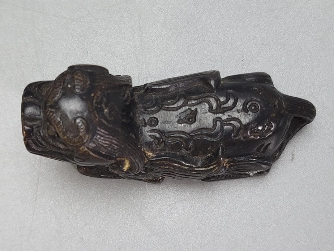 中国 古い 銅羽獅子 神獣