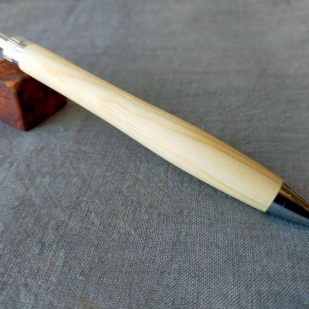 コウヤマキ　高野槙　ハンドメイド　木軸シャープペン　0.5mm　天然木　シルバー