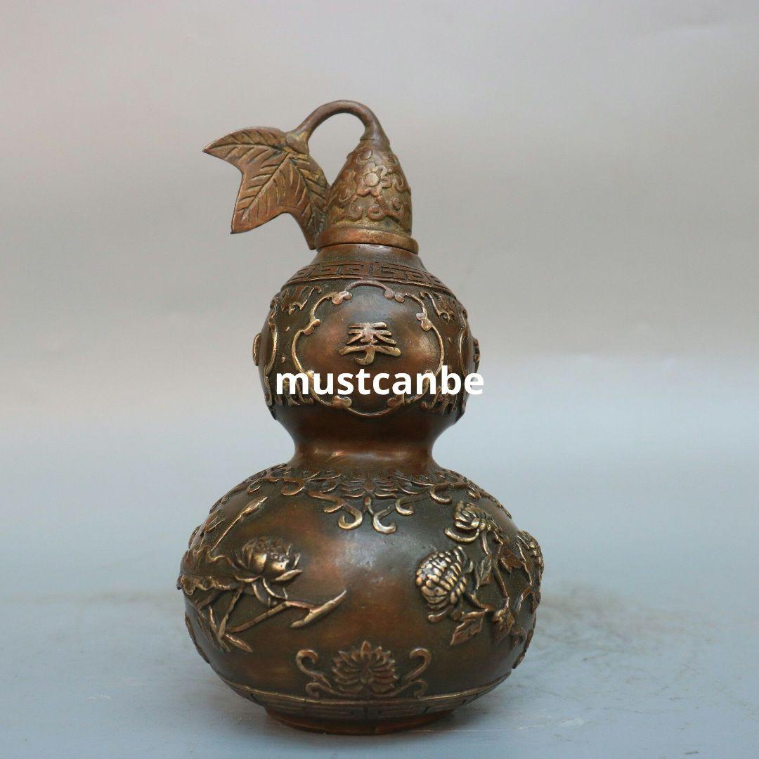銅器 四季平安瓢簞 応接間 玄関 茶台 装飾品 工芸品 置物