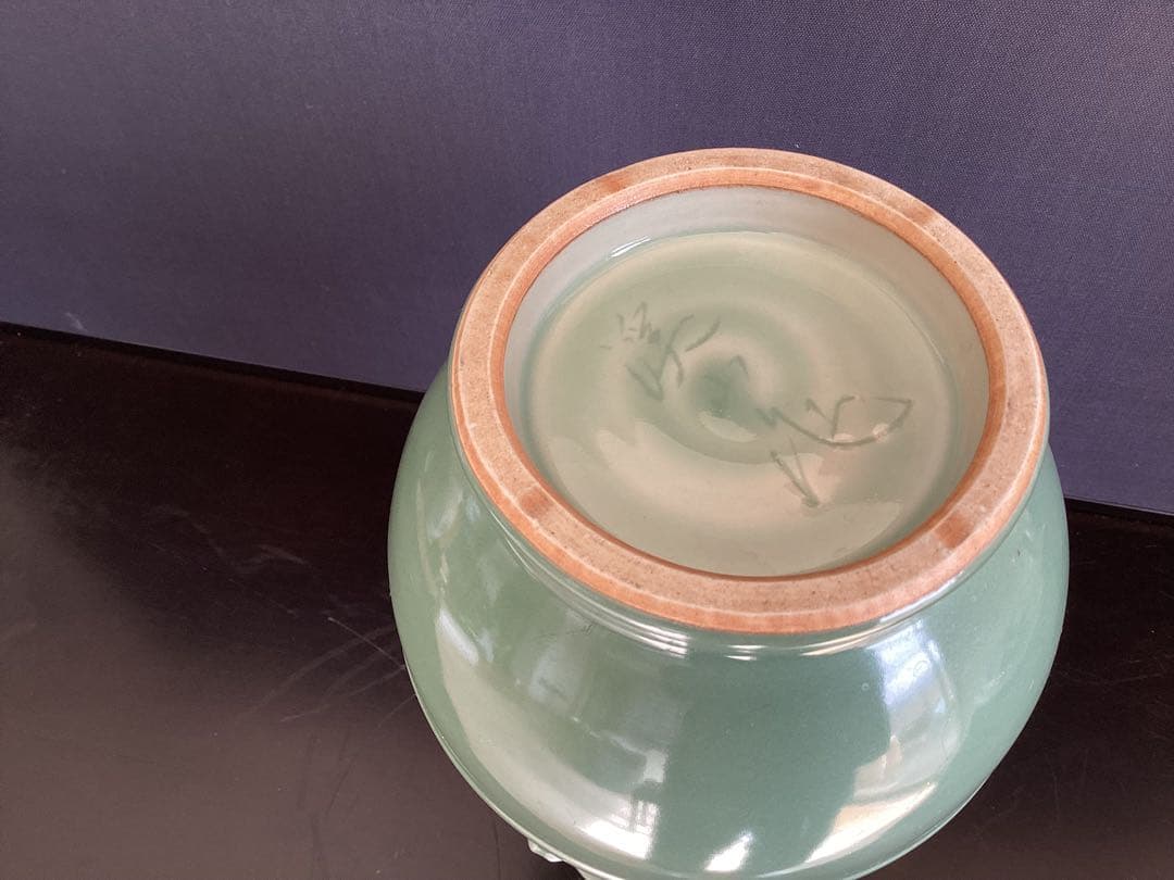 京焼 二代 加藤渓山 天龍寺青磁 花生 花瓶 花入