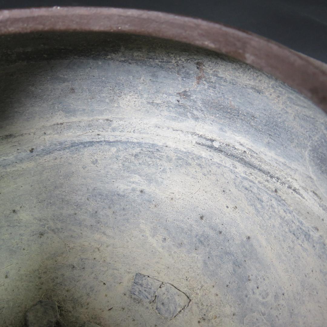 風炉釜 唐銅切合 鬼面風炉 一ノ瀬宗辰 釜師 畠春斎 共箱 茶道具