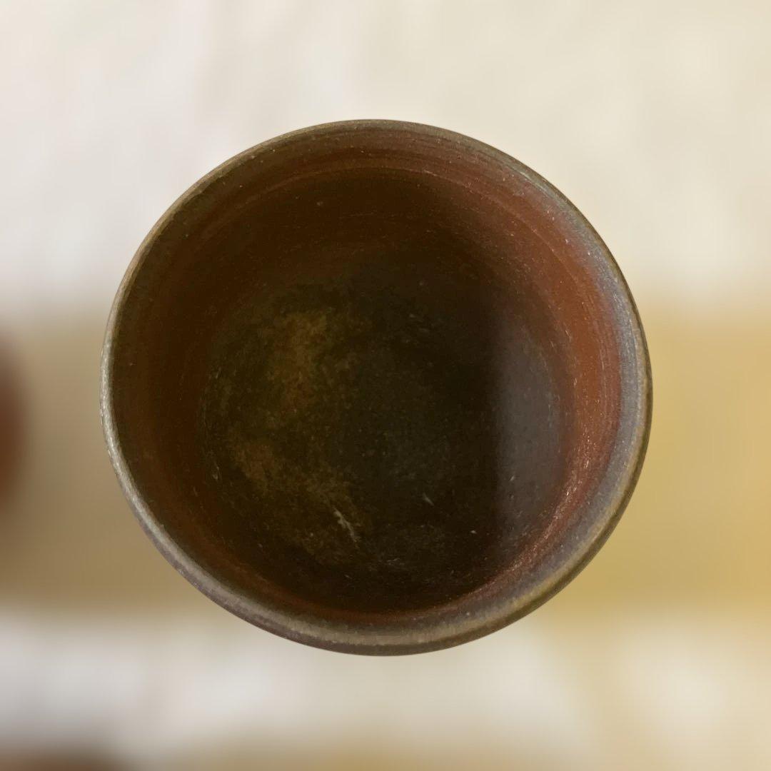 備前焼　茶色の陶器製　湯呑み　未使用