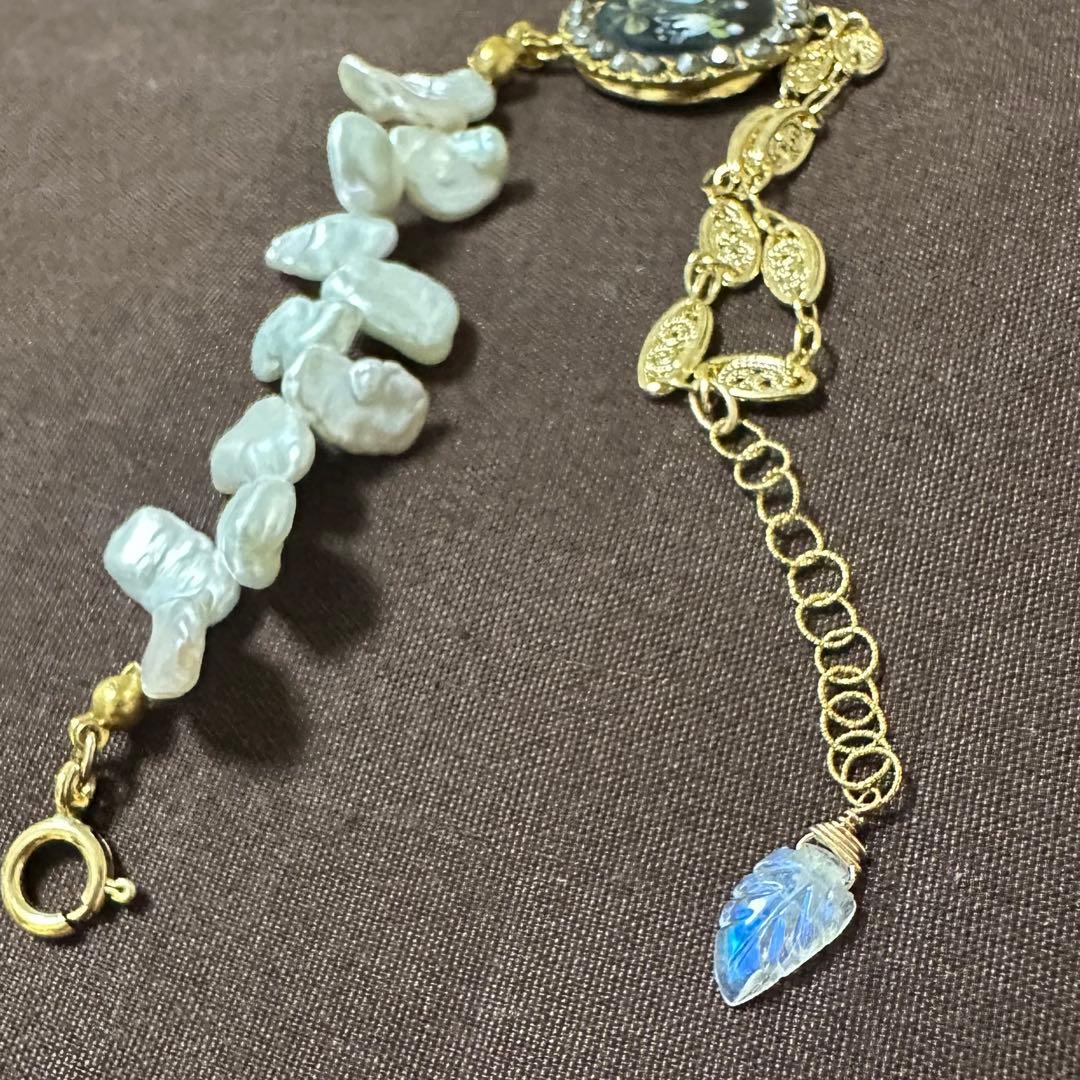 【もんじろう】ブレスレット アンティークボタン アクセサリー