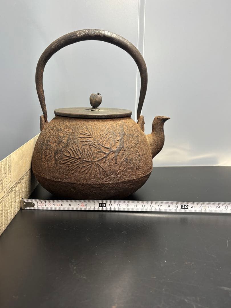 【希少品】光玉堂造 銀象嵌提手 鉄瓶 釜師 鉄器 急須 骨董品 古美術 金属工芸