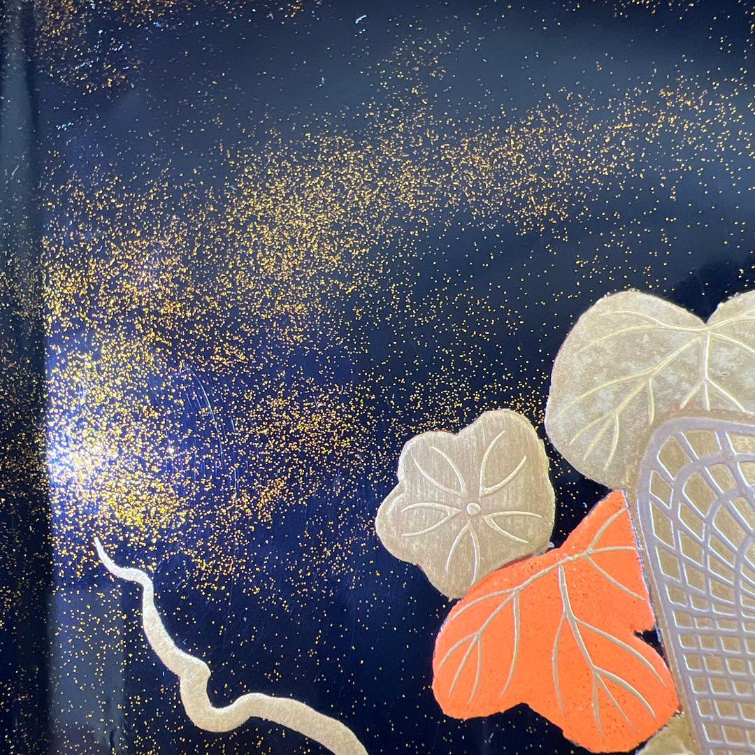 極上蒔絵　切手盆　袋付　縦24.3㎝　東Y8-0403☆2F