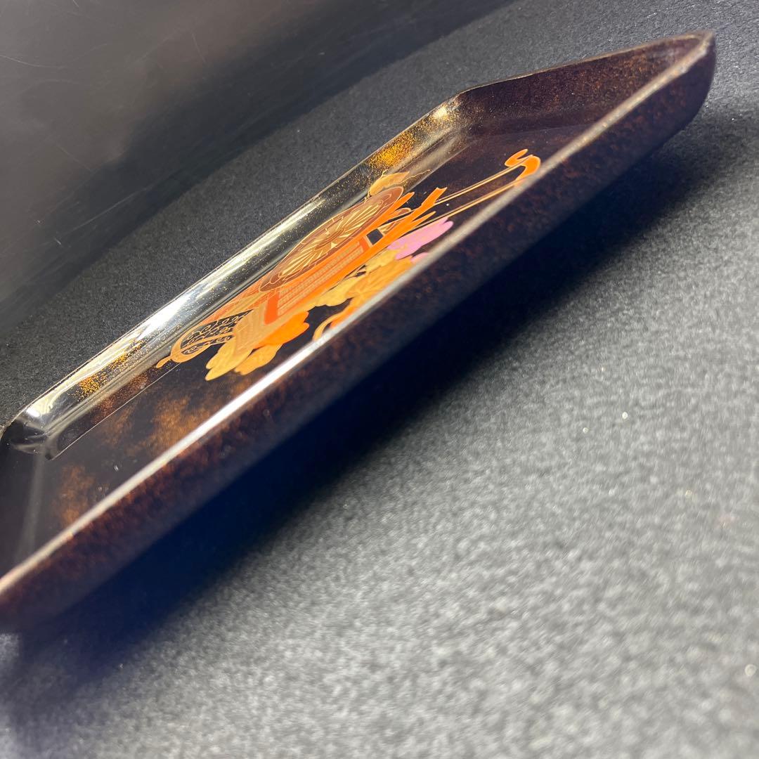 極上蒔絵　切手盆　袋付　縦24.3㎝　東Y8-0403☆2F
