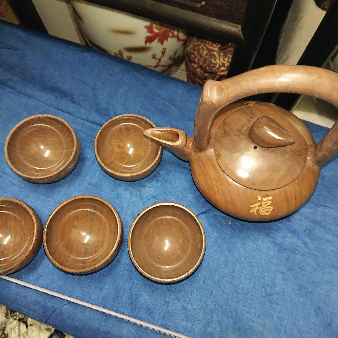 中国、木魚石、茶器セット