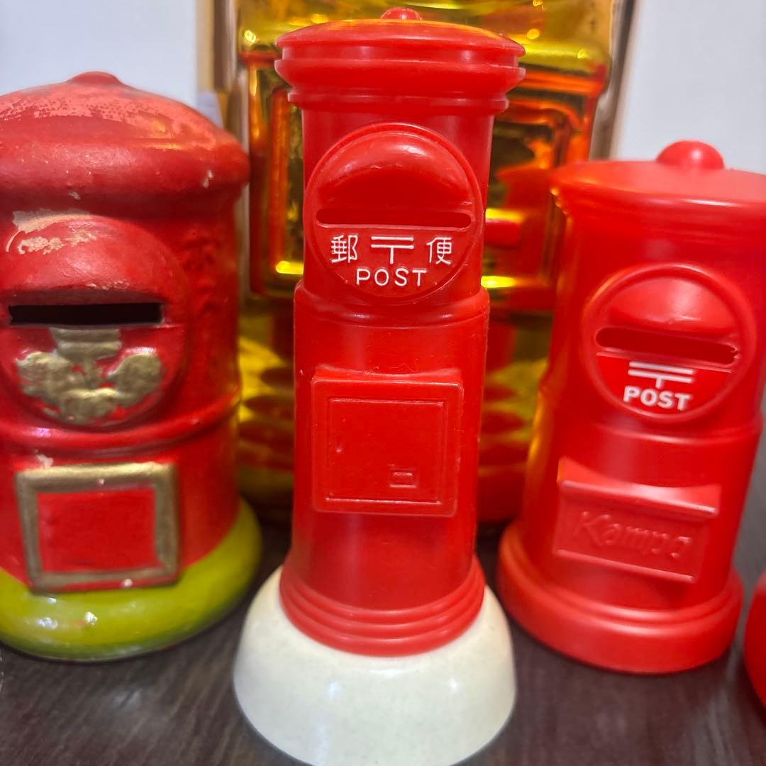 昭和レトロ 郵便ポスト貯金箱 13個セット ミニポスト 赤 陶器 プラスチック