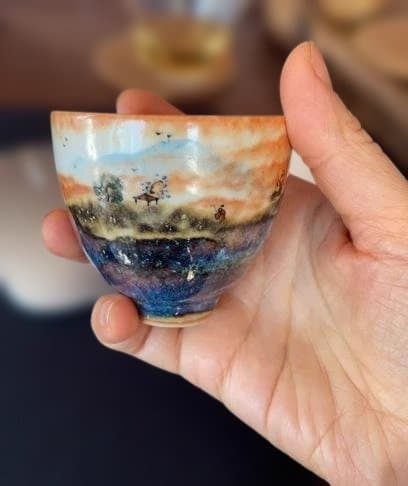 風景画の茶碗