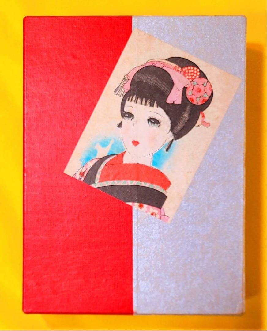 稀少レア1940年代和紙ボックス中原淳一画昭和レトロ少女舞妓化粧箱桜かんざし芸妓