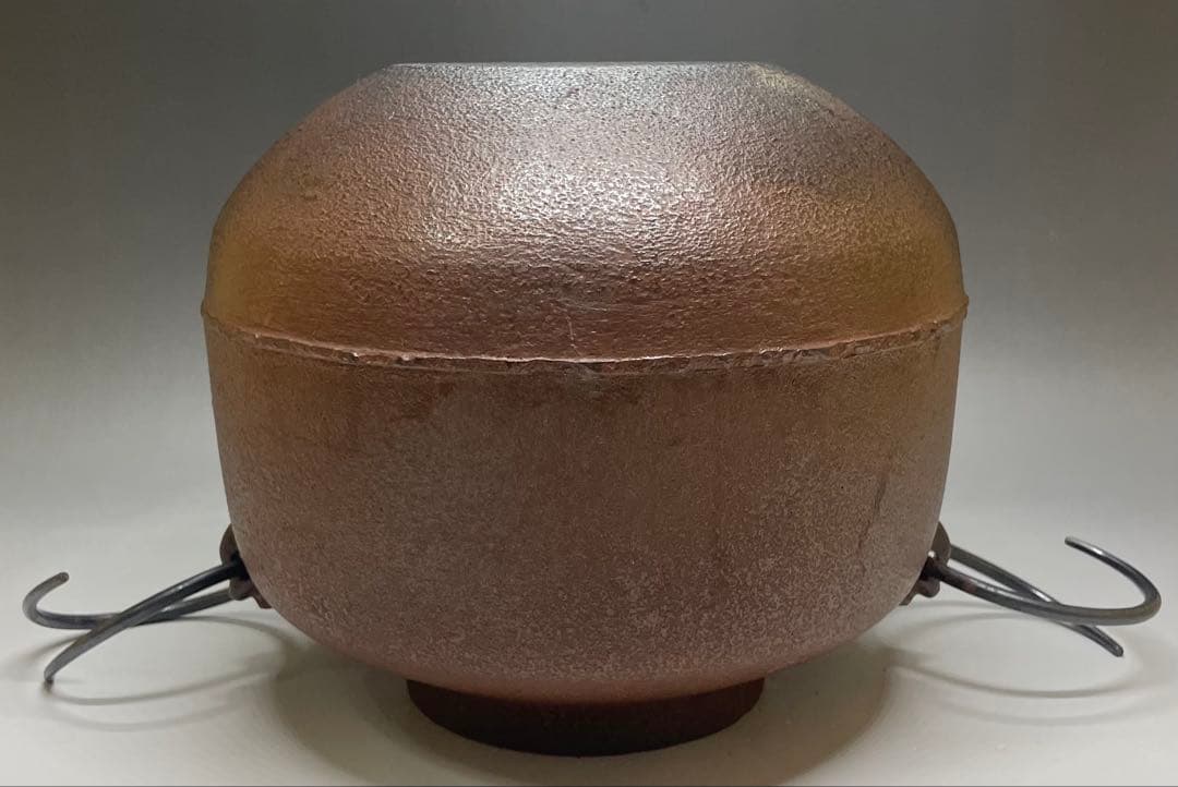 人間国宝　高橋敬典　阿弥陀釜　茶釜　釜釻　共箱　C 702