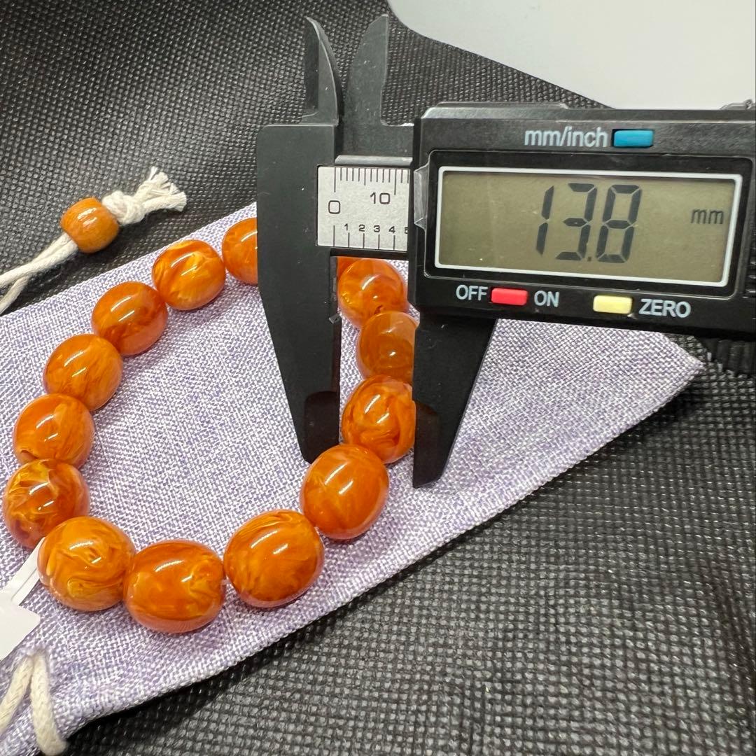 高品質天然ハニーアンバー琥珀のブレスレットAB1039