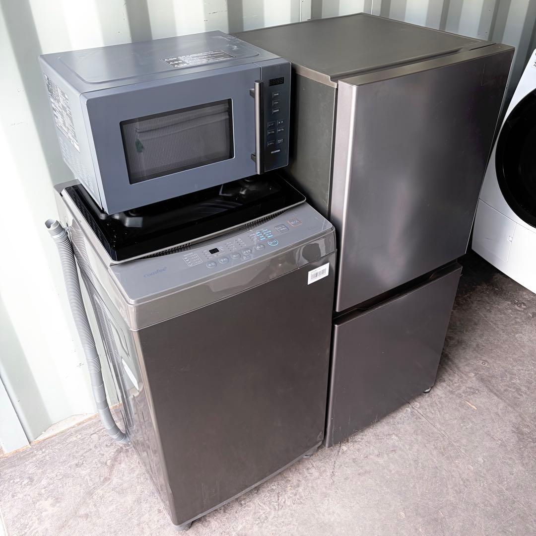 運搬取付無料！高年式黒系純正メーカー冷蔵庫・洗濯機＋フラットレンジ3点セット！