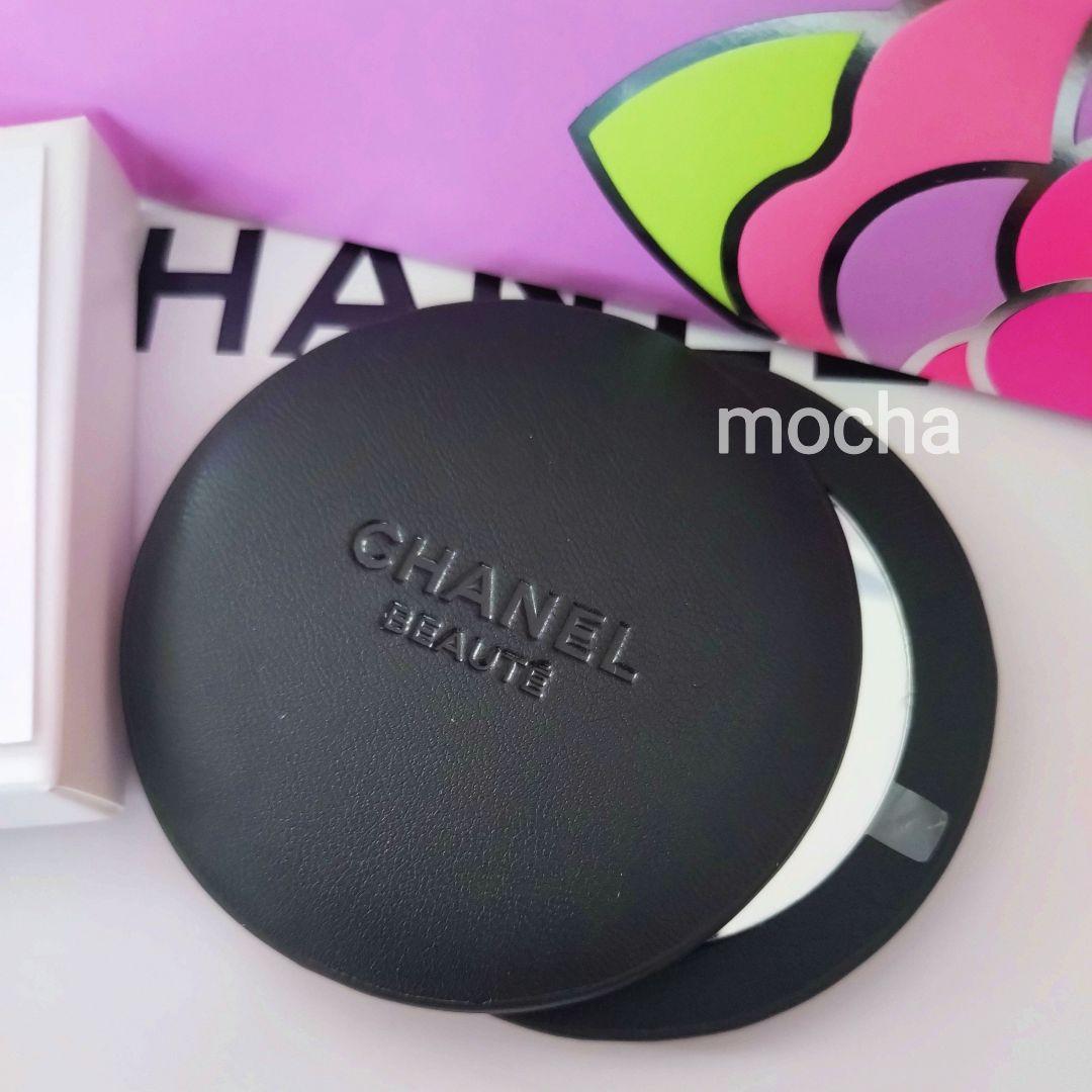 最新　CHANEL　シャネル　ミラー 　箱付き　黒　スライド式　両面鏡