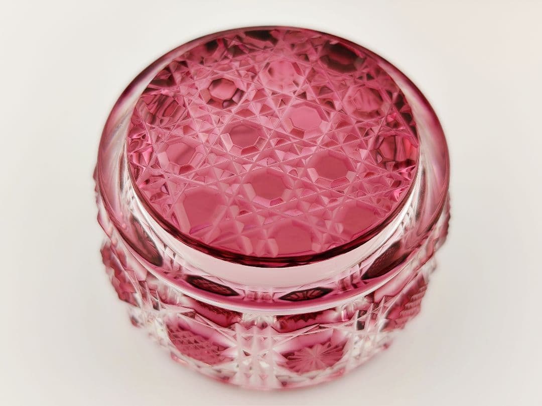 超希少品☆弟子丸努 銘 薩摩切子 蓋付壺（切子、江戸切子、薩摩切子）