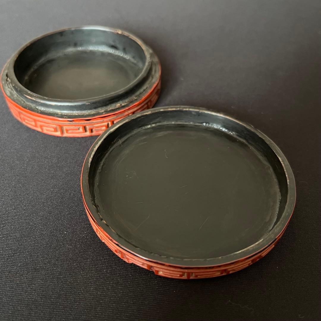堆朱香合　骨董品　年代不明