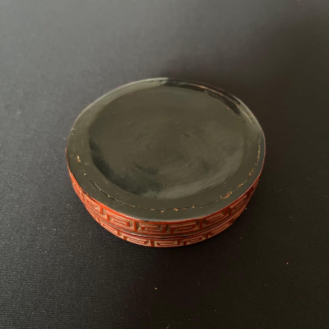 堆朱香合　骨董品　年代不明