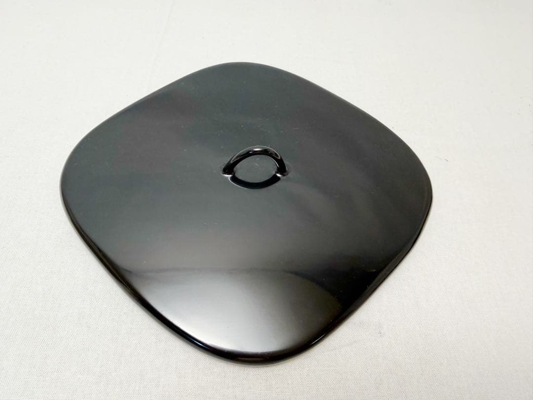 未使用 茶道具 青柳翠峯作 狂言袴 菱形水指 陶印 塗り蓋