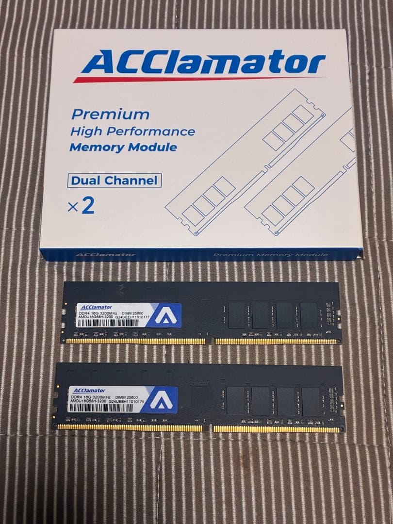 動作確認済み　ACClamator DDR4-3200MHz 16GB×2枚