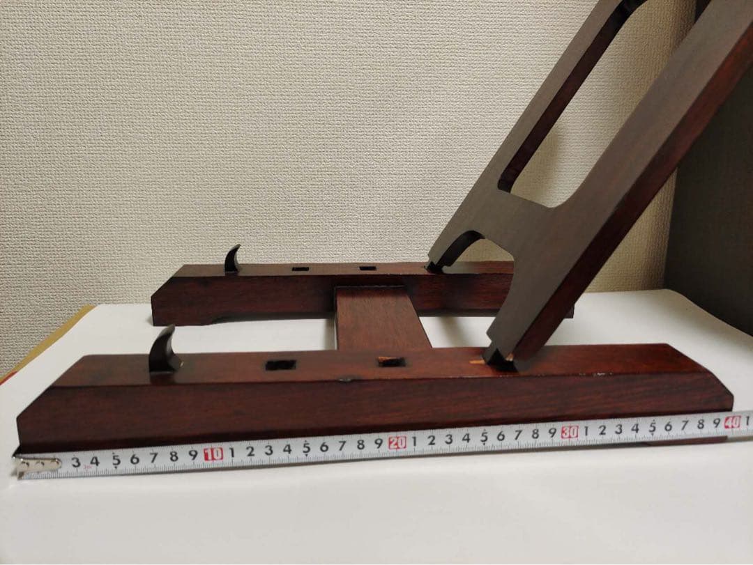 木製　皿立て　特大　3段切替え　額立て　板物立て　日本製　時代物　高級皿立て