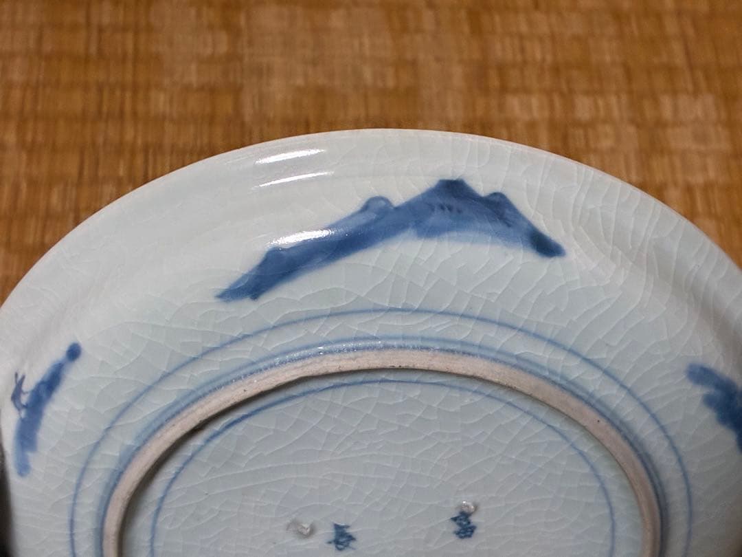 古伊万里 染付 竹林賢人図 富貴長春 五枚揃い 時代物