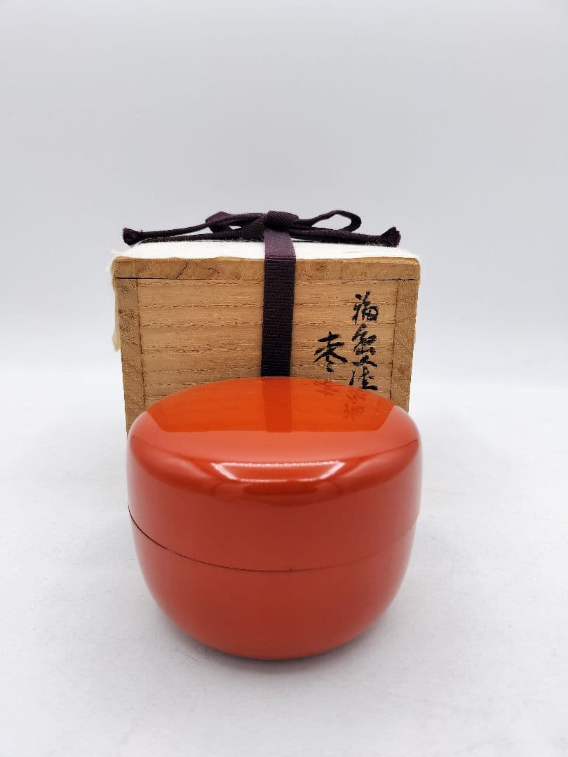 d017 平棗 朱 寿仙 茶道具 古物