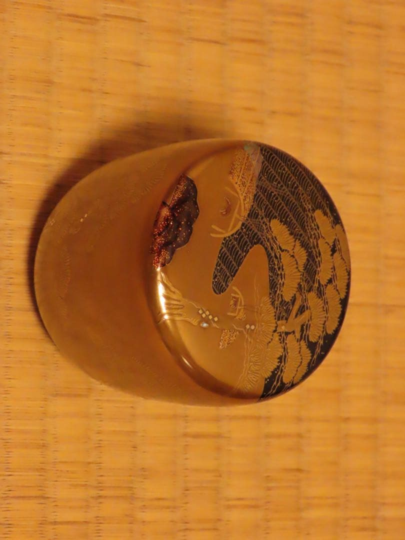 塩釜蒔絵棗　宗尹作　木箱付き
