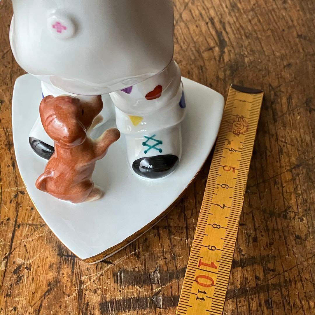 カラフル　道化師の陶器フィギュア　イギリス　陶人形　ピエロと犬　ビンテージ　骨董