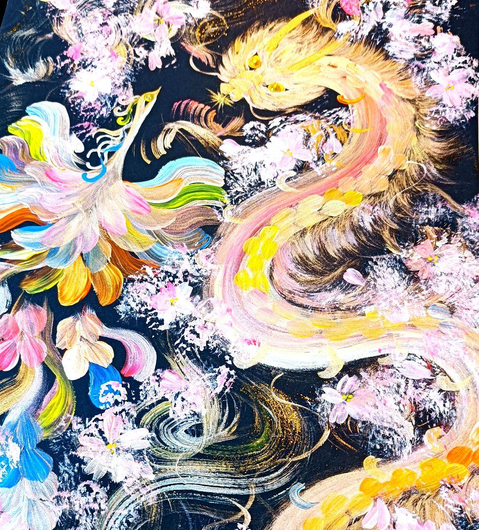 開運絵画　❀虹龍鳳凰最強コンビ様八角全て❀