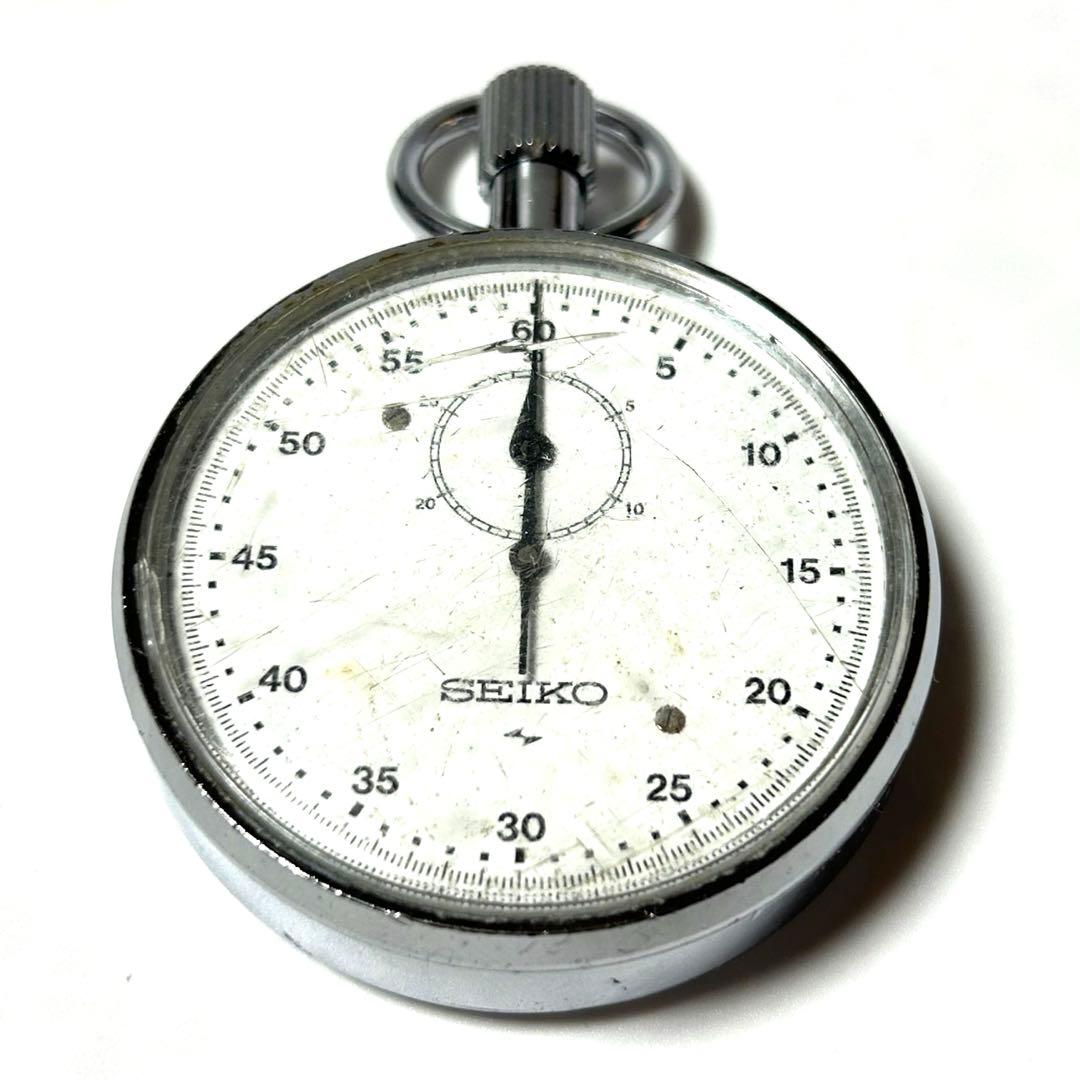 SEIKO 手巻き 機械式 白文字盤 昭和 レトロ ストップウォッチ 稼働