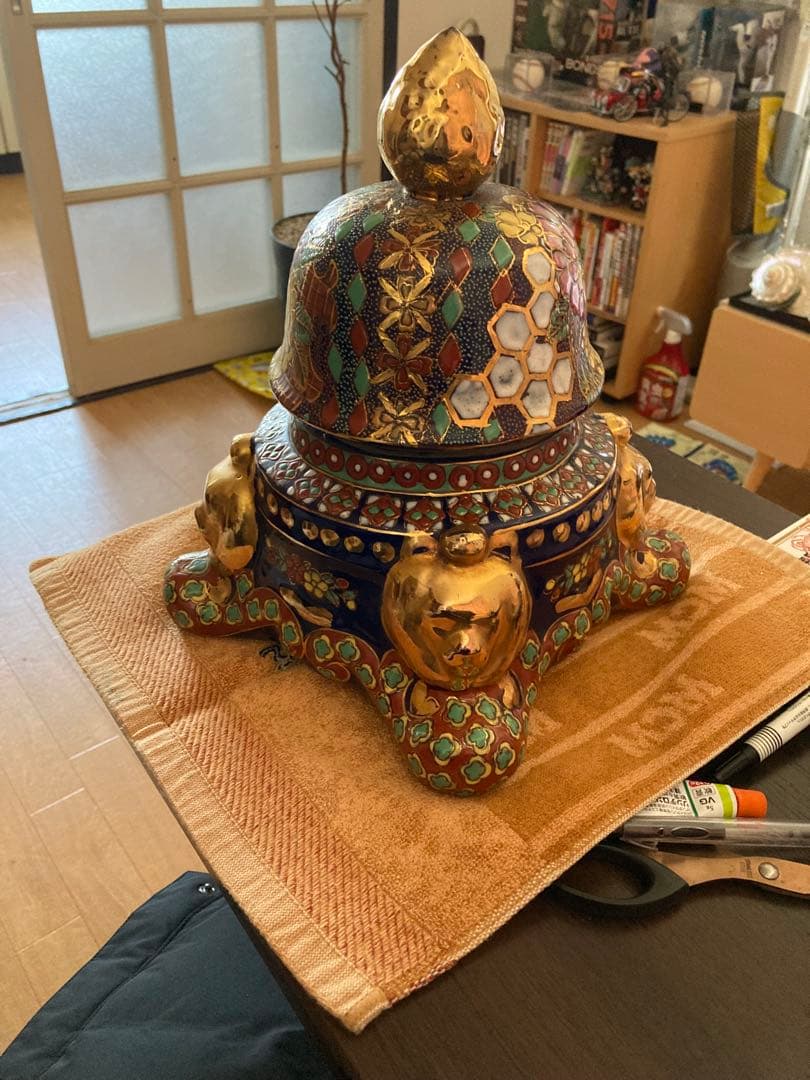 中国古美術 清時代 七宝焼 香炉風置物　　　　　　高さ27cm