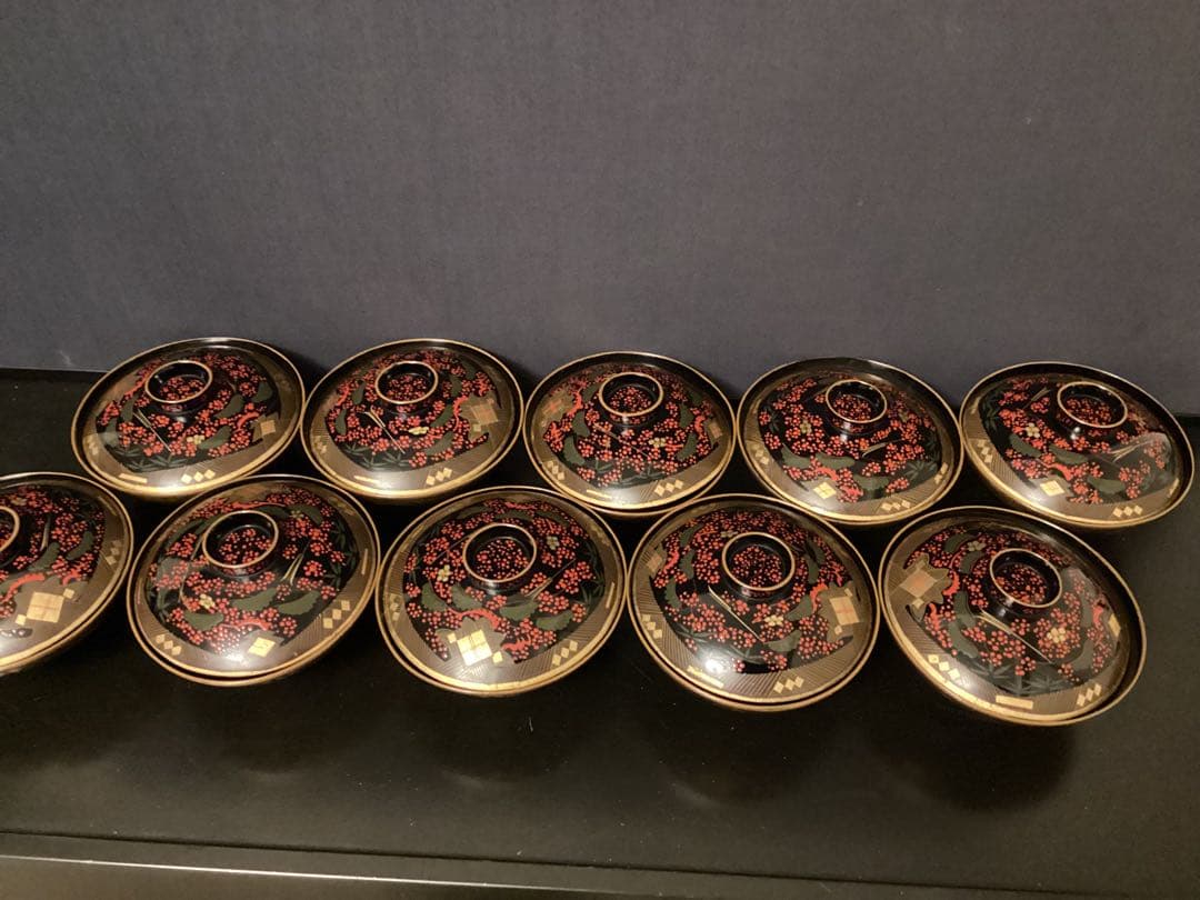 蔵出し　椀　10客　木箱　時代物　雑煮碗　懐石道具 菓子椀 塗椀 吸物椀 漆器