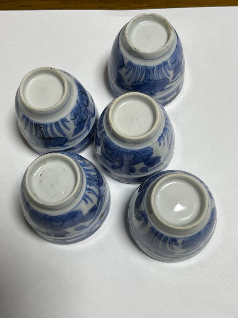 古伊万里　染付帯巻煎茶碗5客揃　骨董