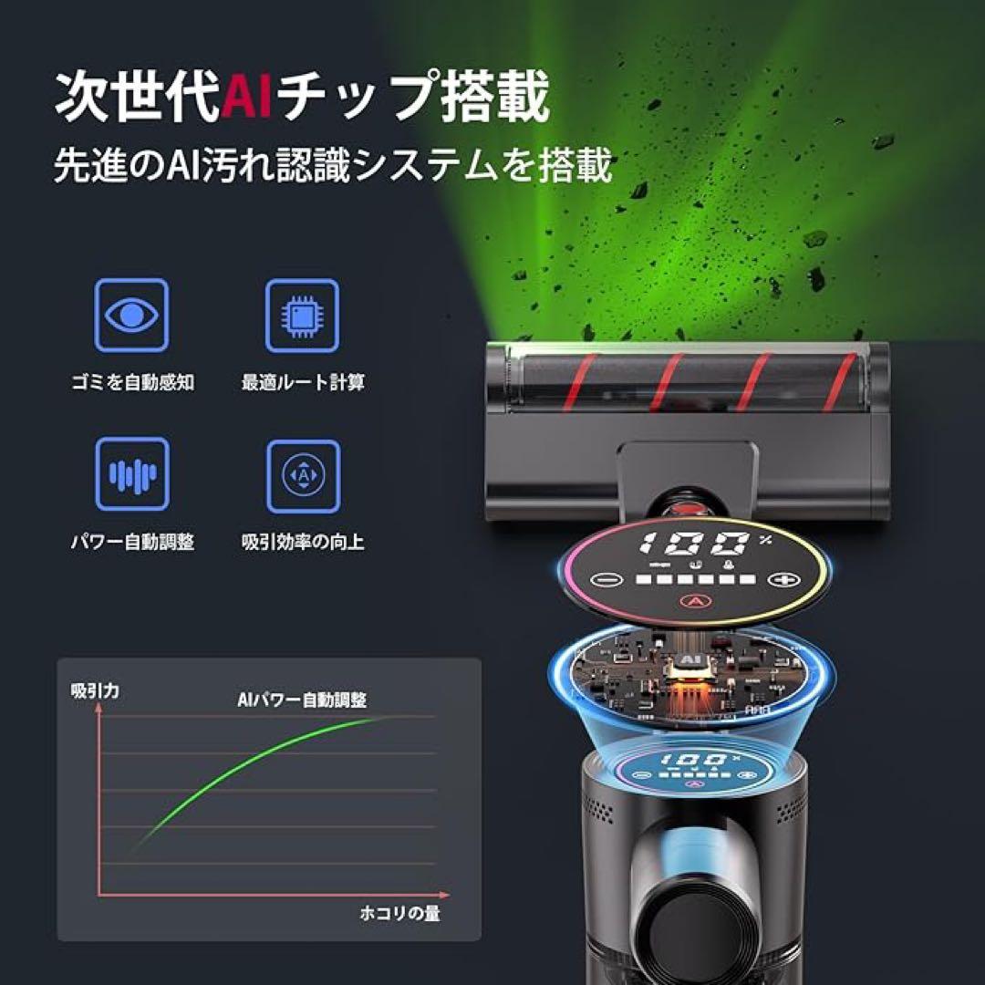 コードレス掃除機 軽量 伸縮型パイプ 収納スタンド付 大容量バッテリー 低騒音