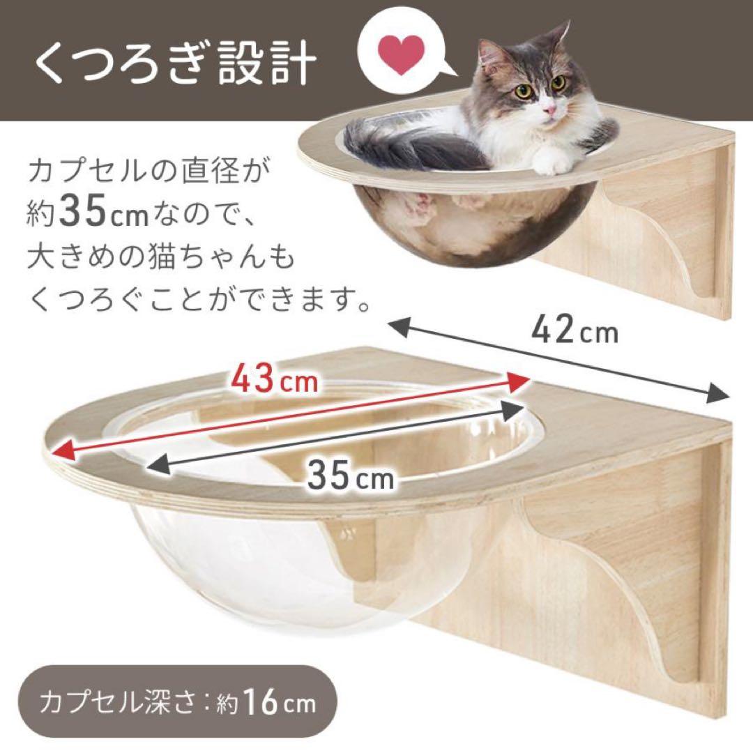 キャットウォーク キャットステップ 壁付け 猫用 透明カプセル型 幅35cm 大