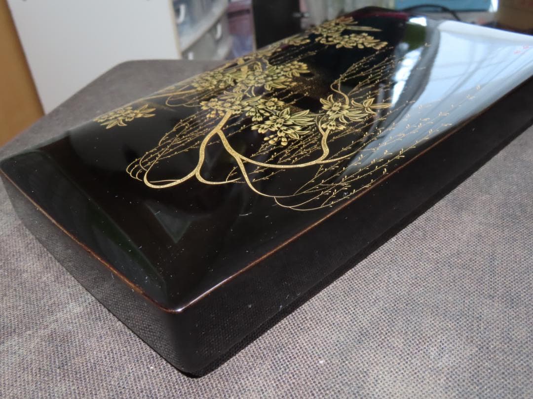 輪島塗 水尻清甫 沈金 蒔絵 飾皿 蒔絵 金彩 文箱 飾箱