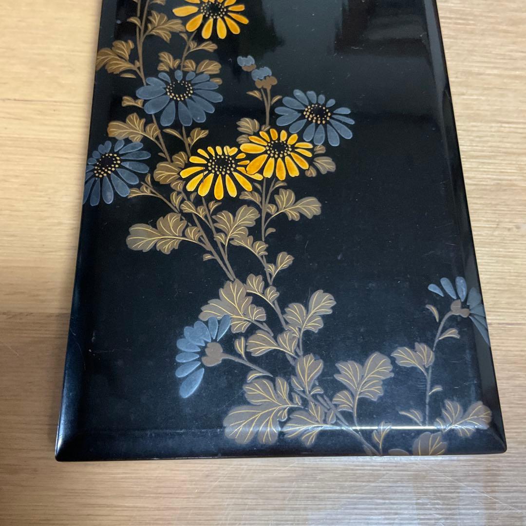 昭和初期の文箱 金色 菊　黒塗り 蒔絵
